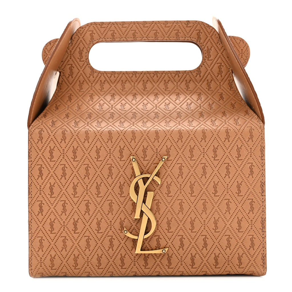 Calfskin Monogram Take Away Box Dusty Vintage Brown Gold