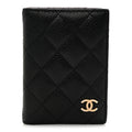 Caviar Quilted Card Holder Wallet Black