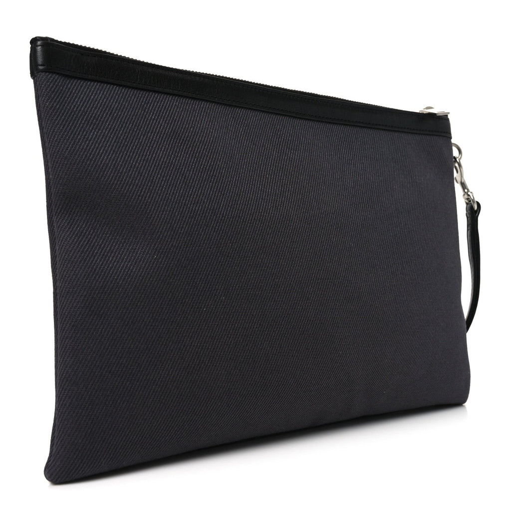 Linen Canvas Rive Gauche Zipped Pouch Black