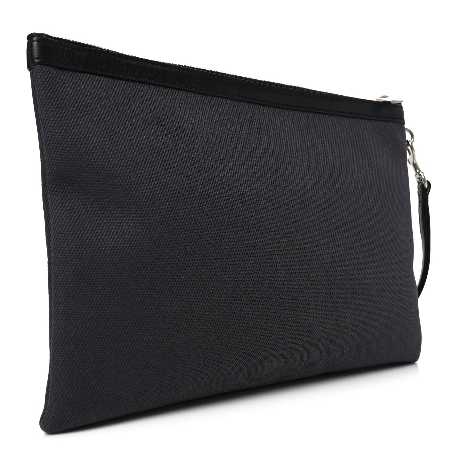Linen Canvas Rive Gauche Zipped Pouch Black