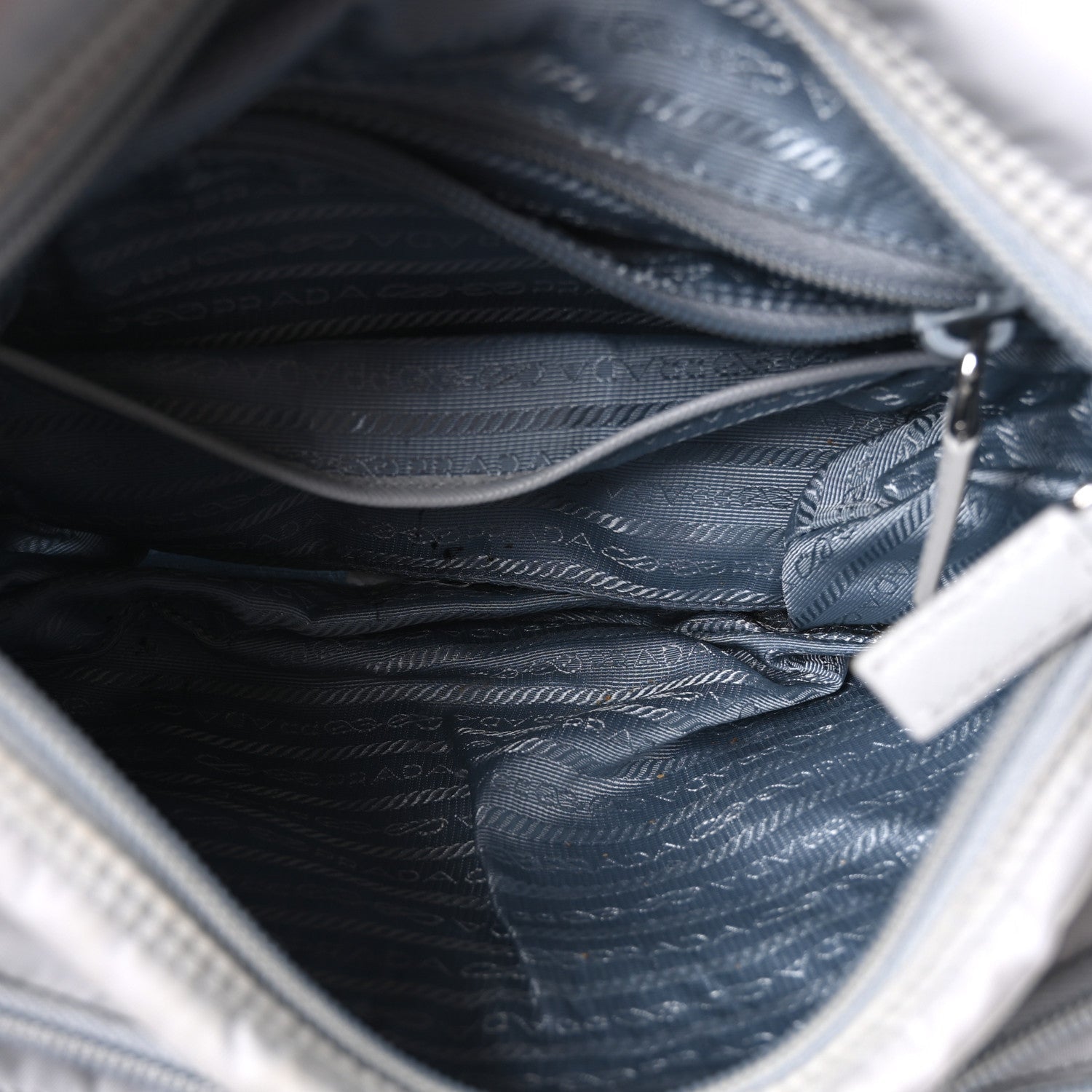 Re-Nylon Vela Saffiano Pocket Double Buckle Messenger Shoulder Bag Fiordaliso
