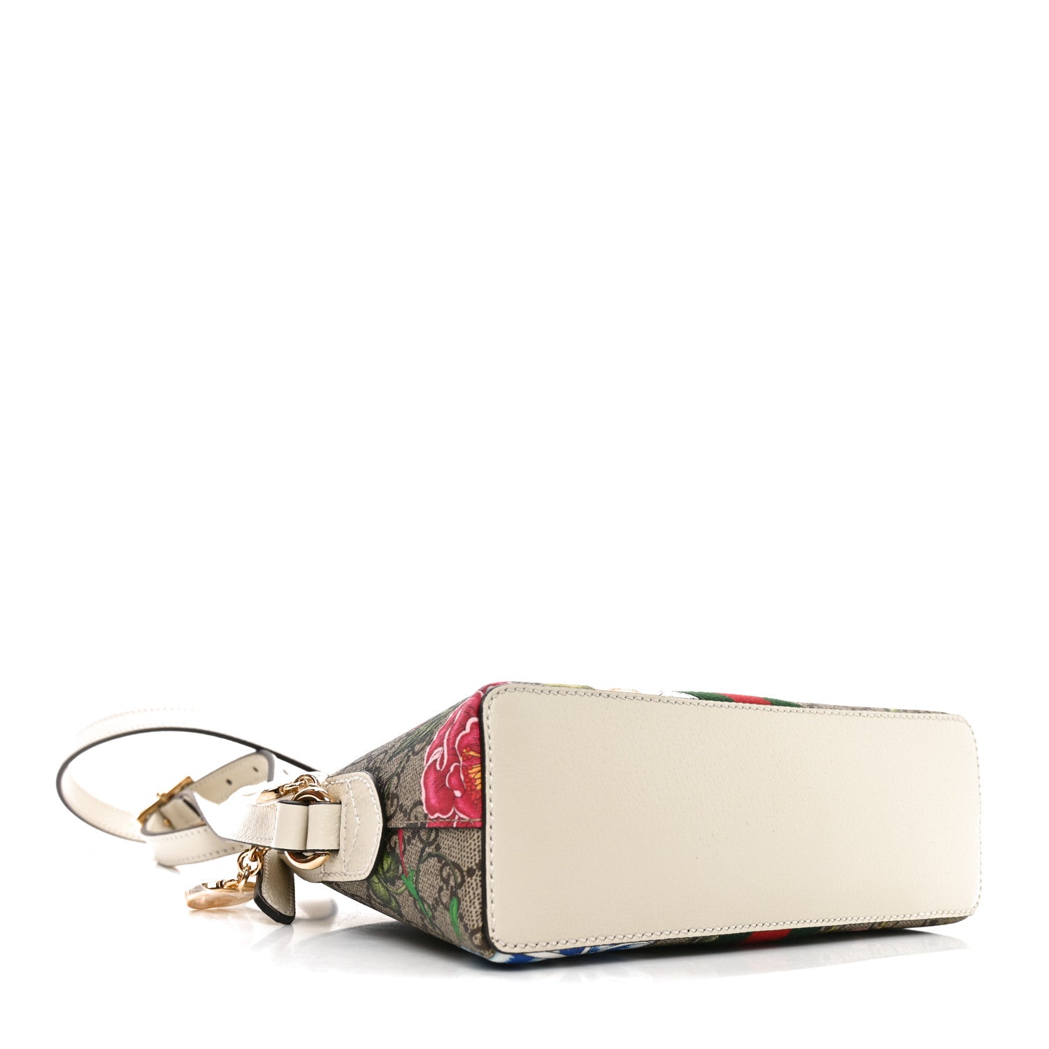 GG Supreme Monogram Flora Web GG Small Ophidia Dome Shoulder Bag White