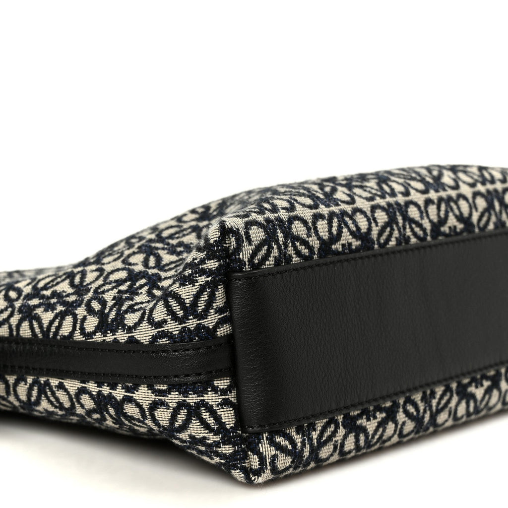 Jacquard Anagram Calfskin Mini Flamenco Knot Clutch Navy Black