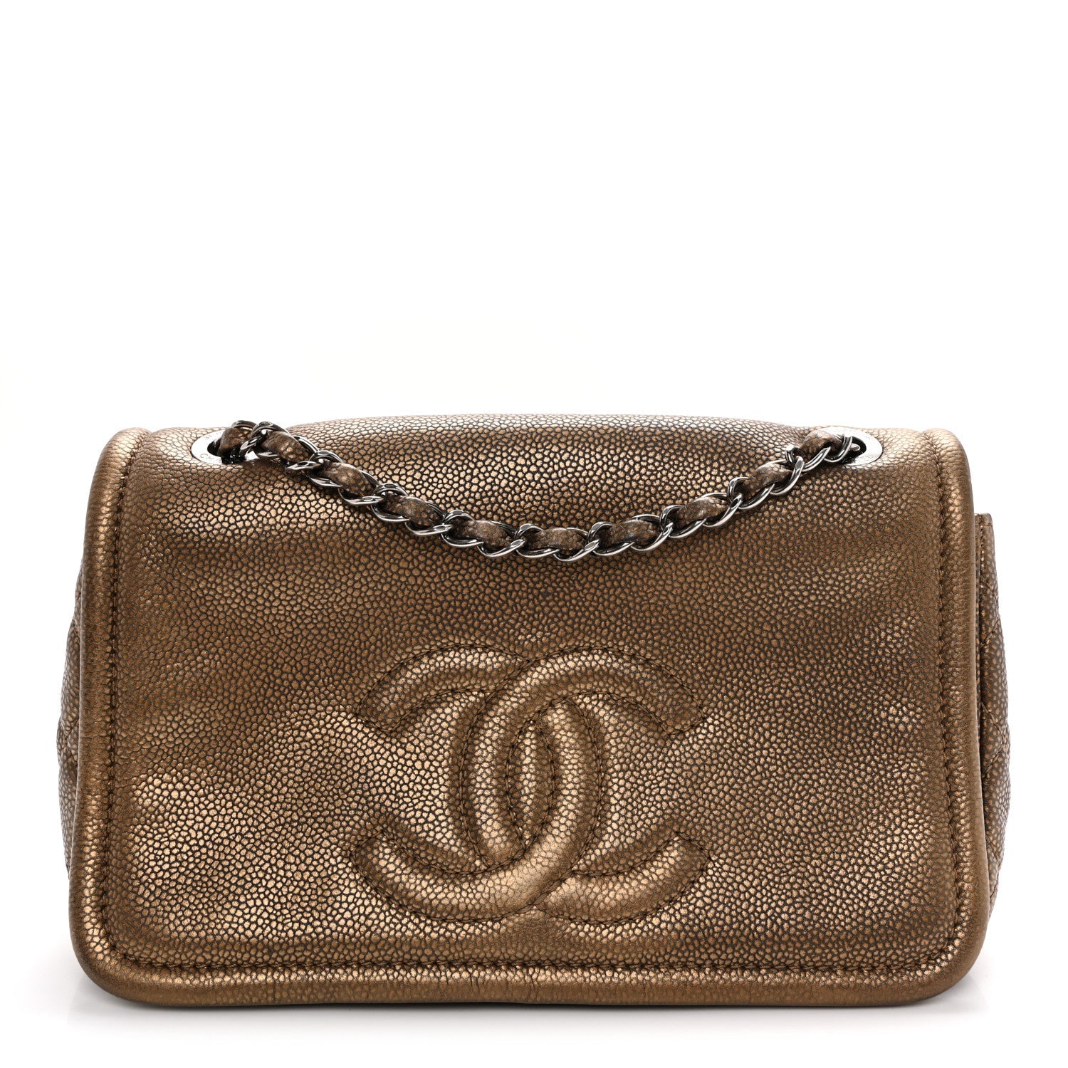 Metallic Caviar Medium Timeless CC Flap Bronze