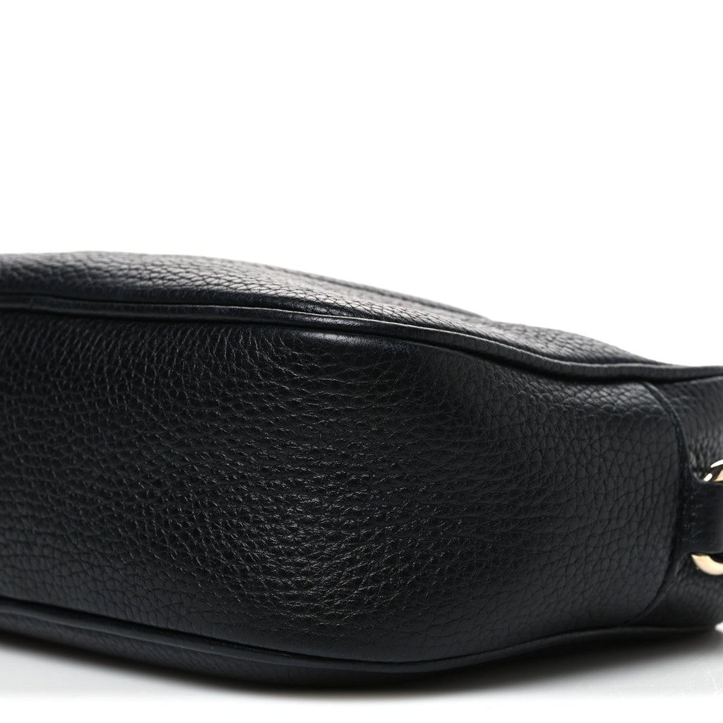 Pebbled Calfskin Small Soho Disco Bag Black