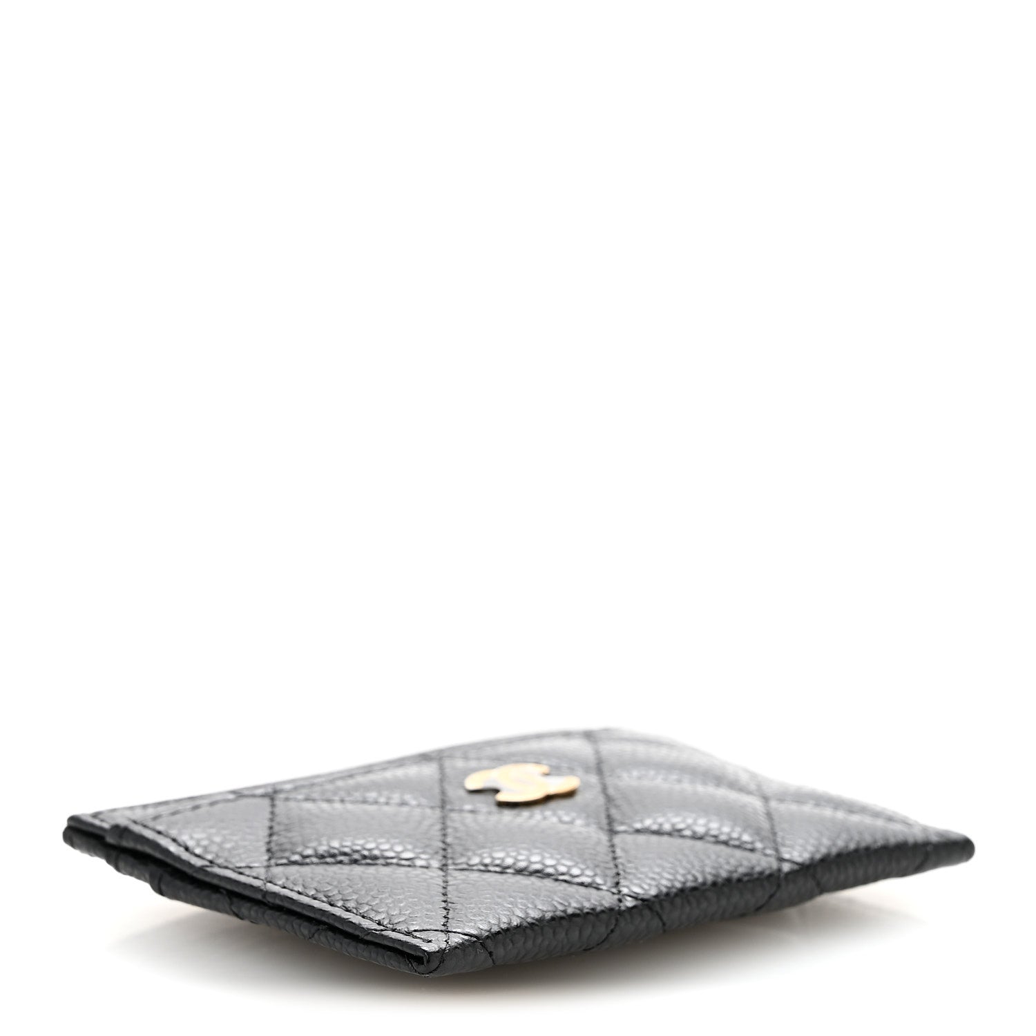 Caviar Quilted Card Holder Black