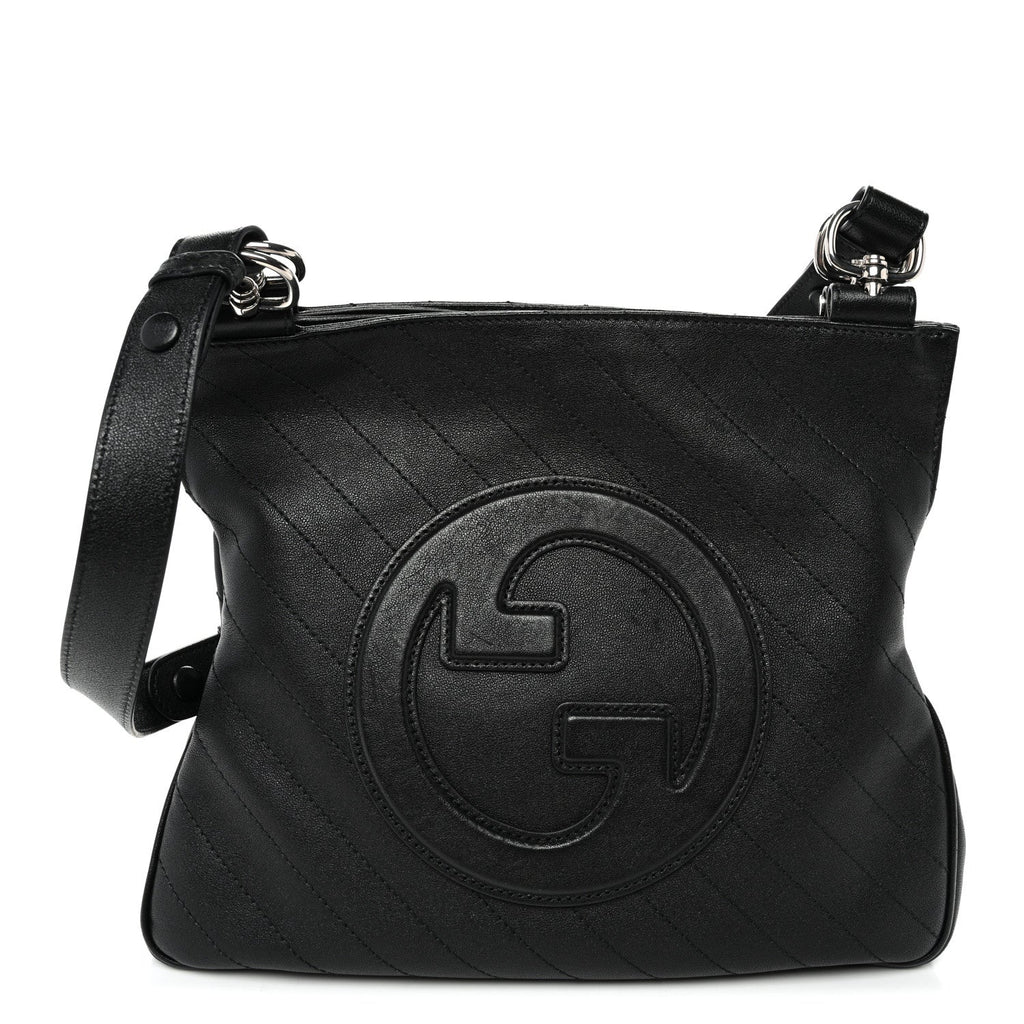 Sakai Be Green Calfskin Diagonal Stitched Small Blondie Tote  Black