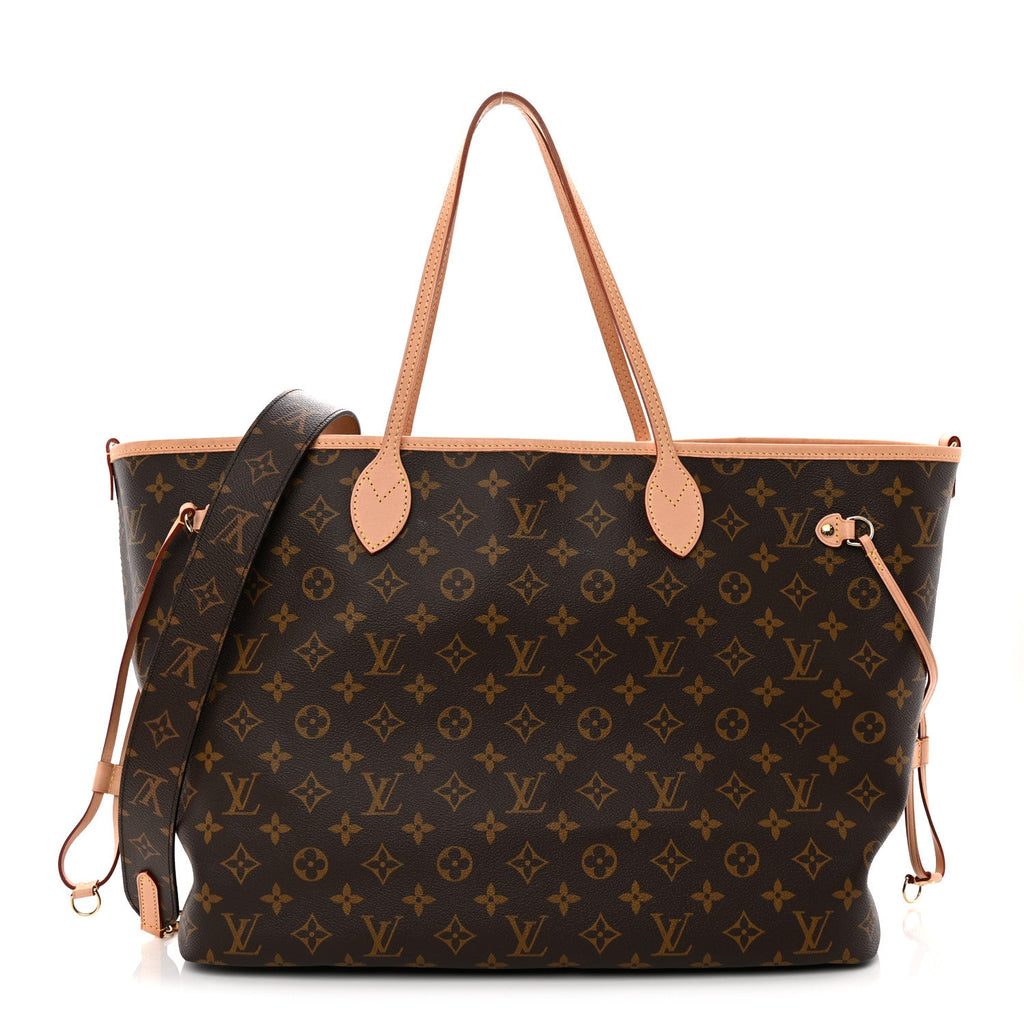 Monogram Stamped Inside Out Neverfull Bandouliere GM Beige