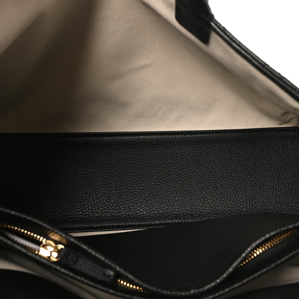 Grained Calfskin Stitched Urban Essentials Large Shopping Bag Black