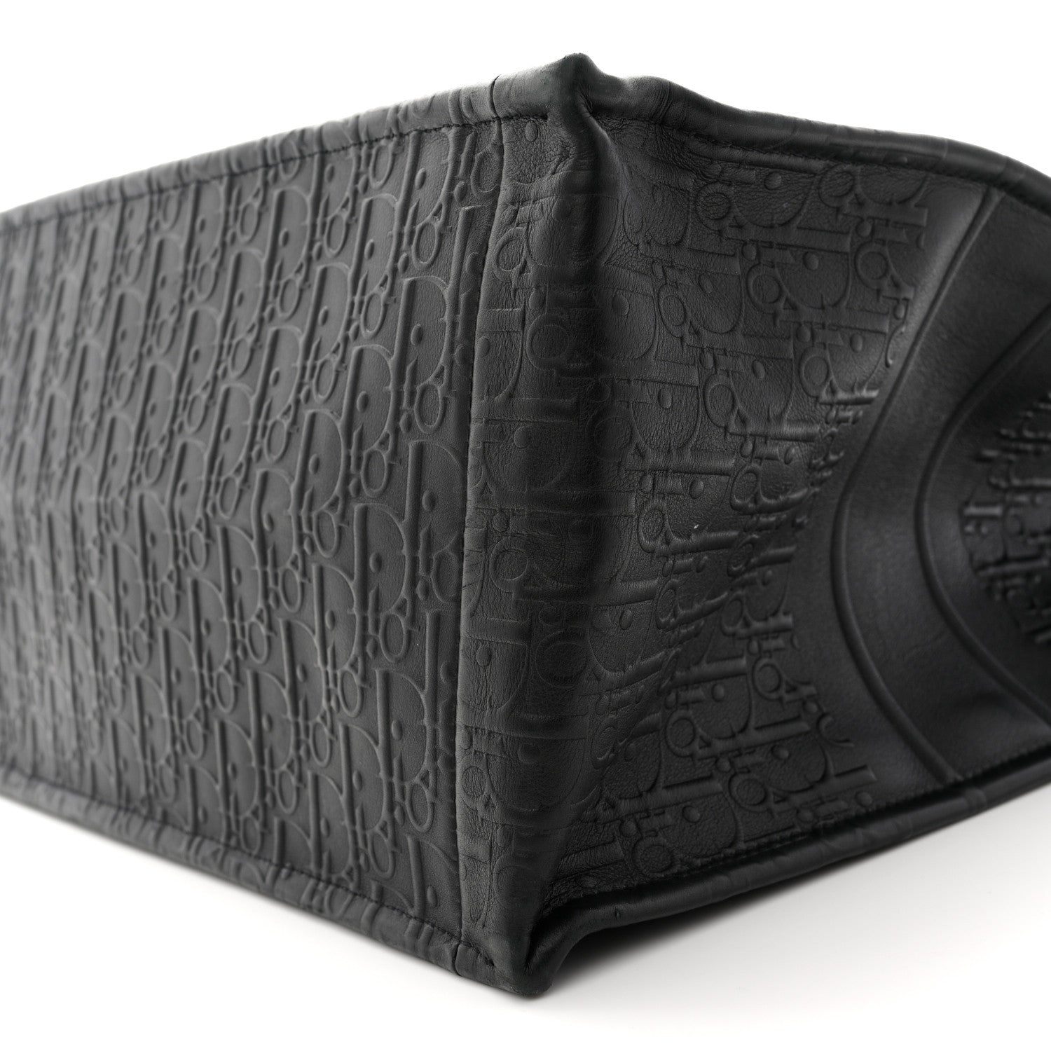 Oblique Calfskin Embossed Large Book Tote TBlack