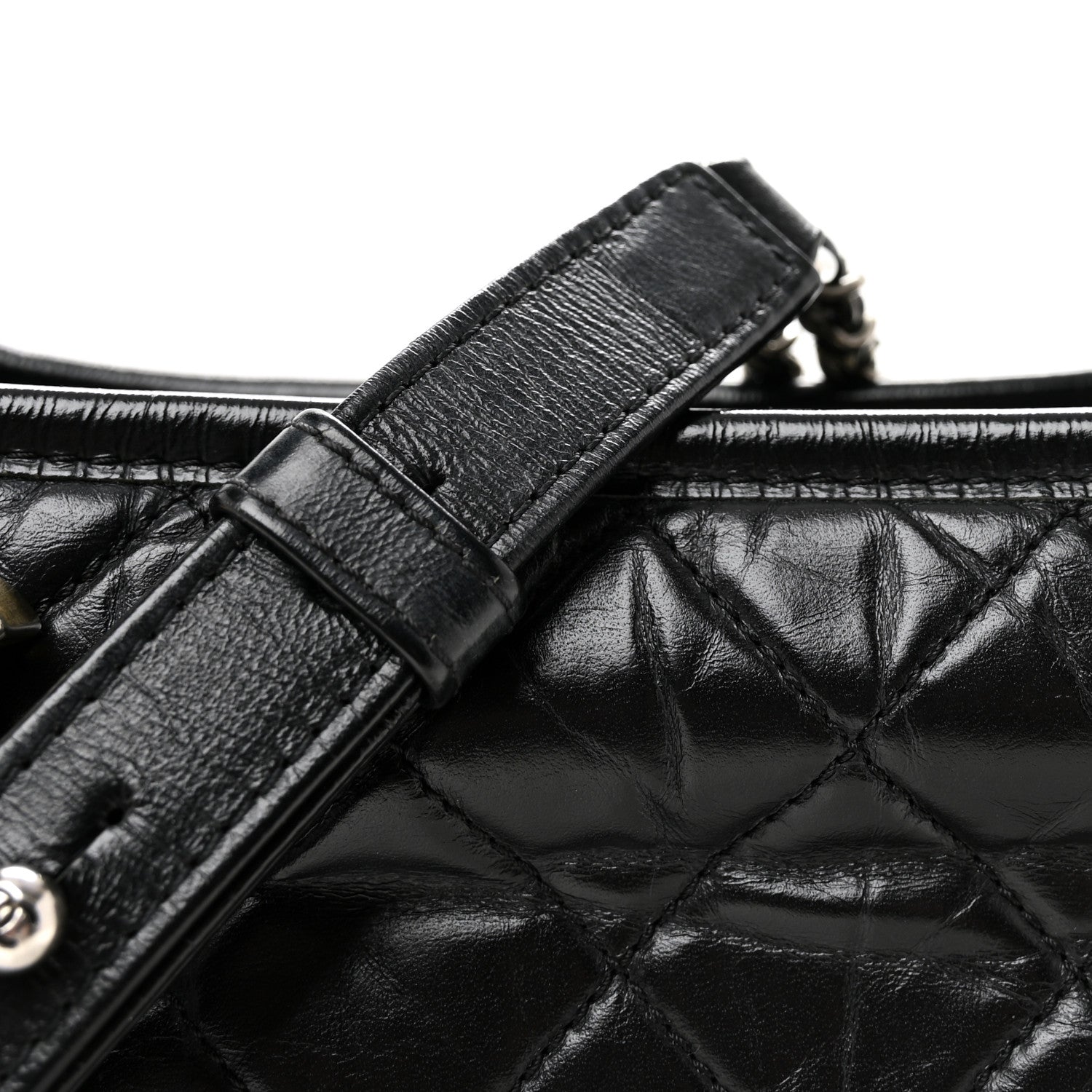 Aged Calfskin Quilted Small Gabrielle Hobo Black