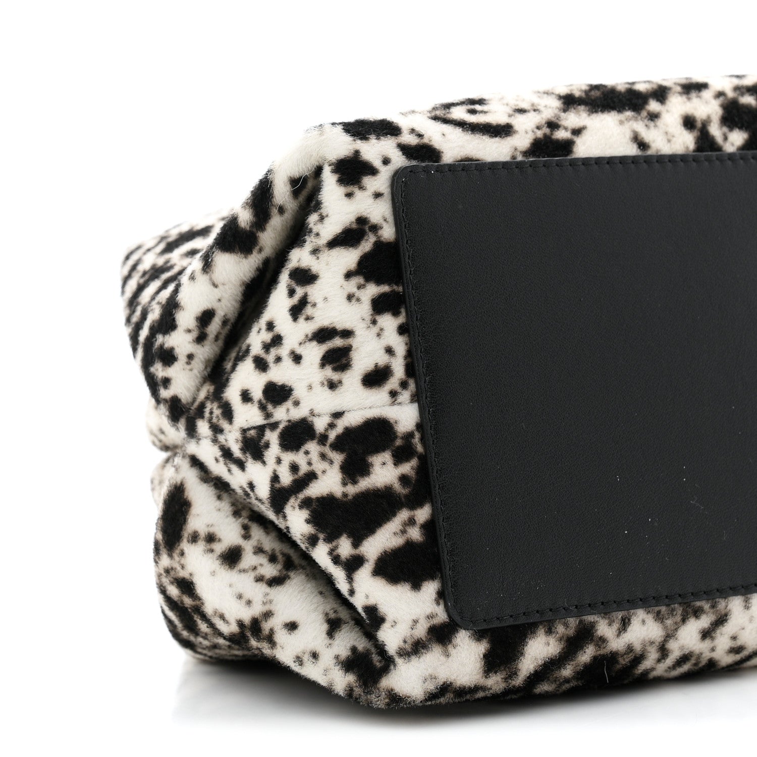 Lambskin Pony Hair Printed Clutch With Chain Black White