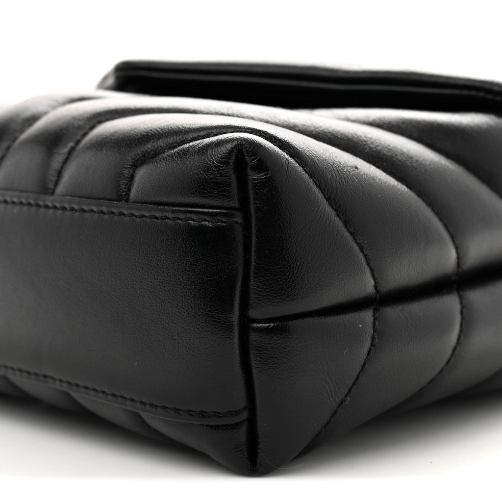 Calfskin Y Quilted Monogram Toy Loulou Crossbody Bag Black