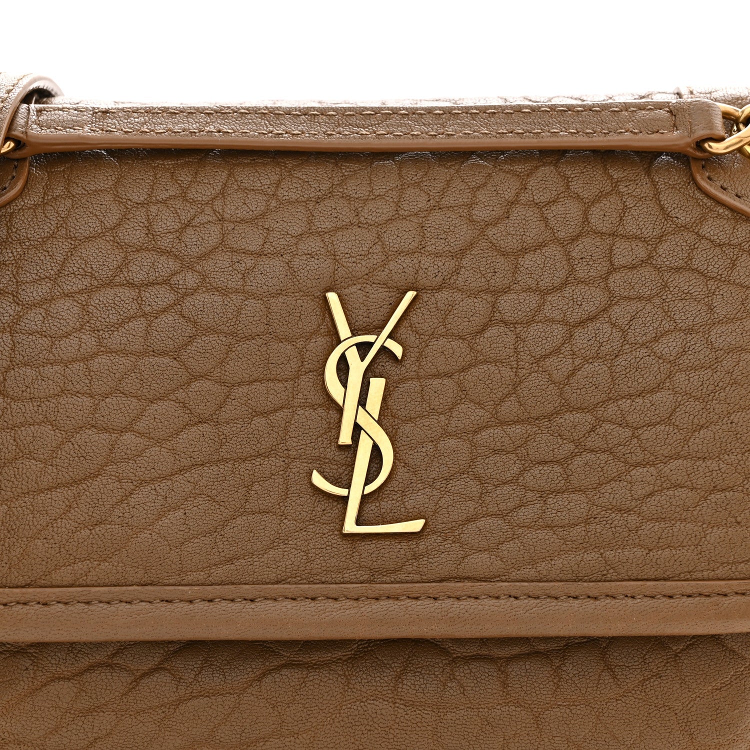 Grained Lambskin Monogram Mini Niki Chain Satchel Dark Cork