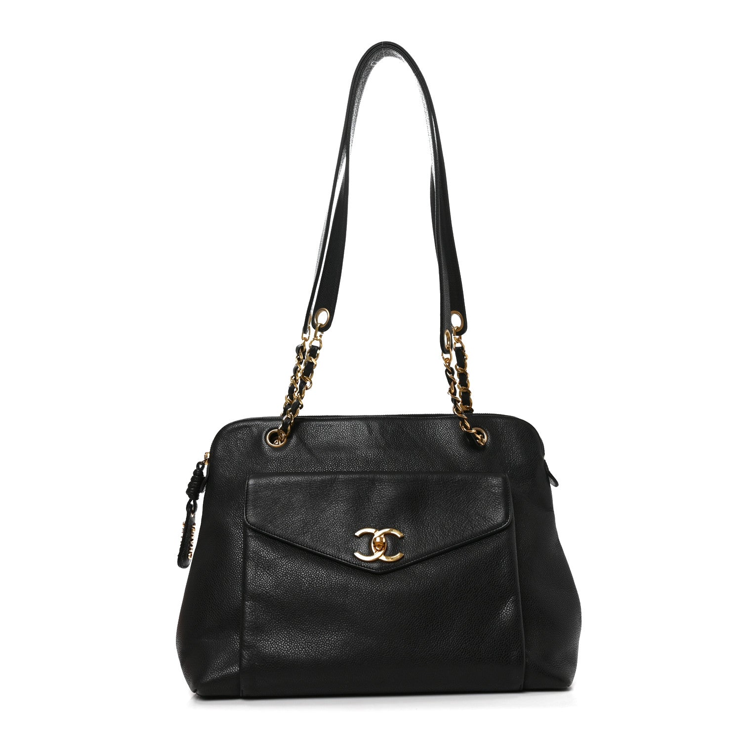 Caviar Flap Shoulder Bag Black