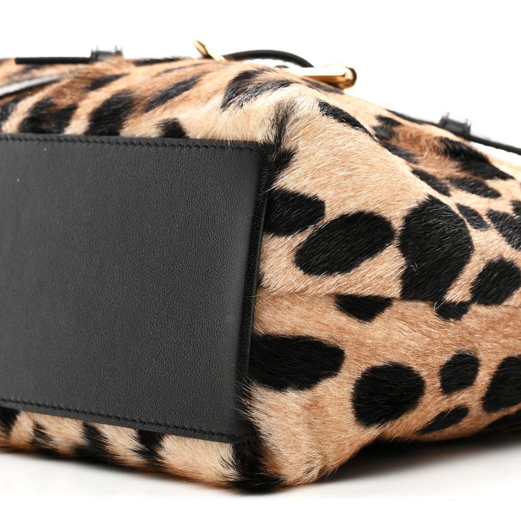 Goat Hair Medium Leopard Voyou Bag Black Beige