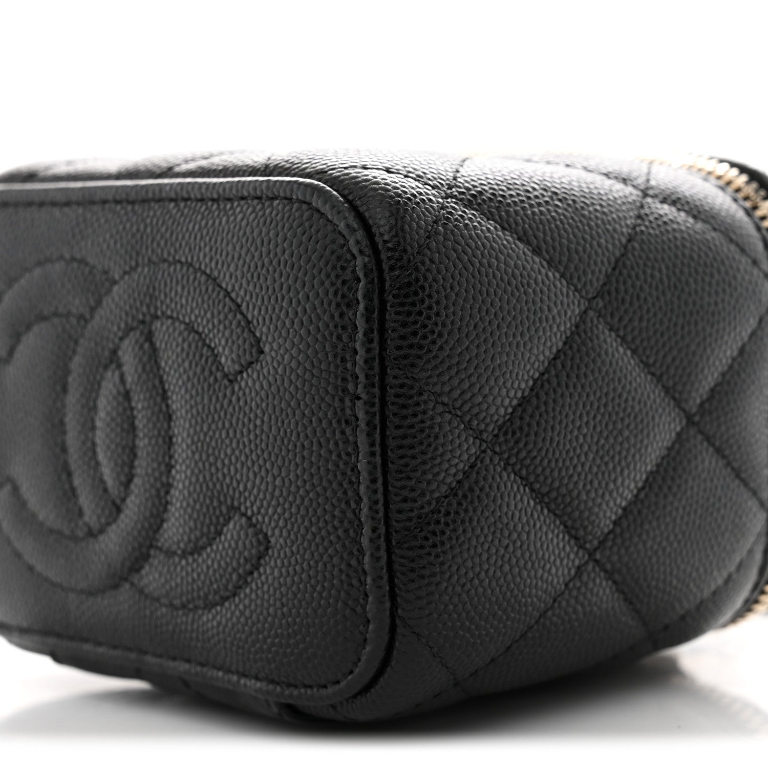 Caviar Quilted Mini Vanity Case With Chain Black