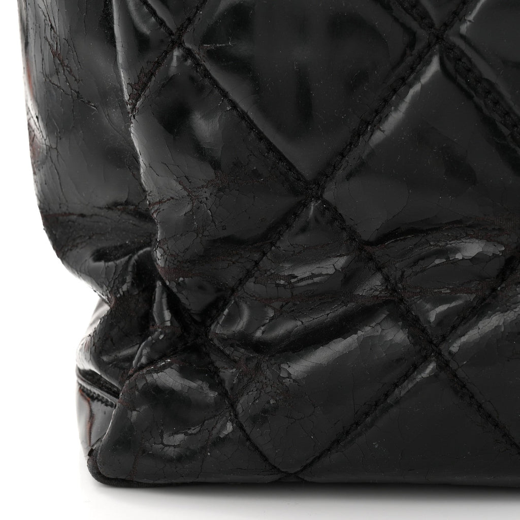 Vinyl Quilted Large Paris Biarritz Tote Black