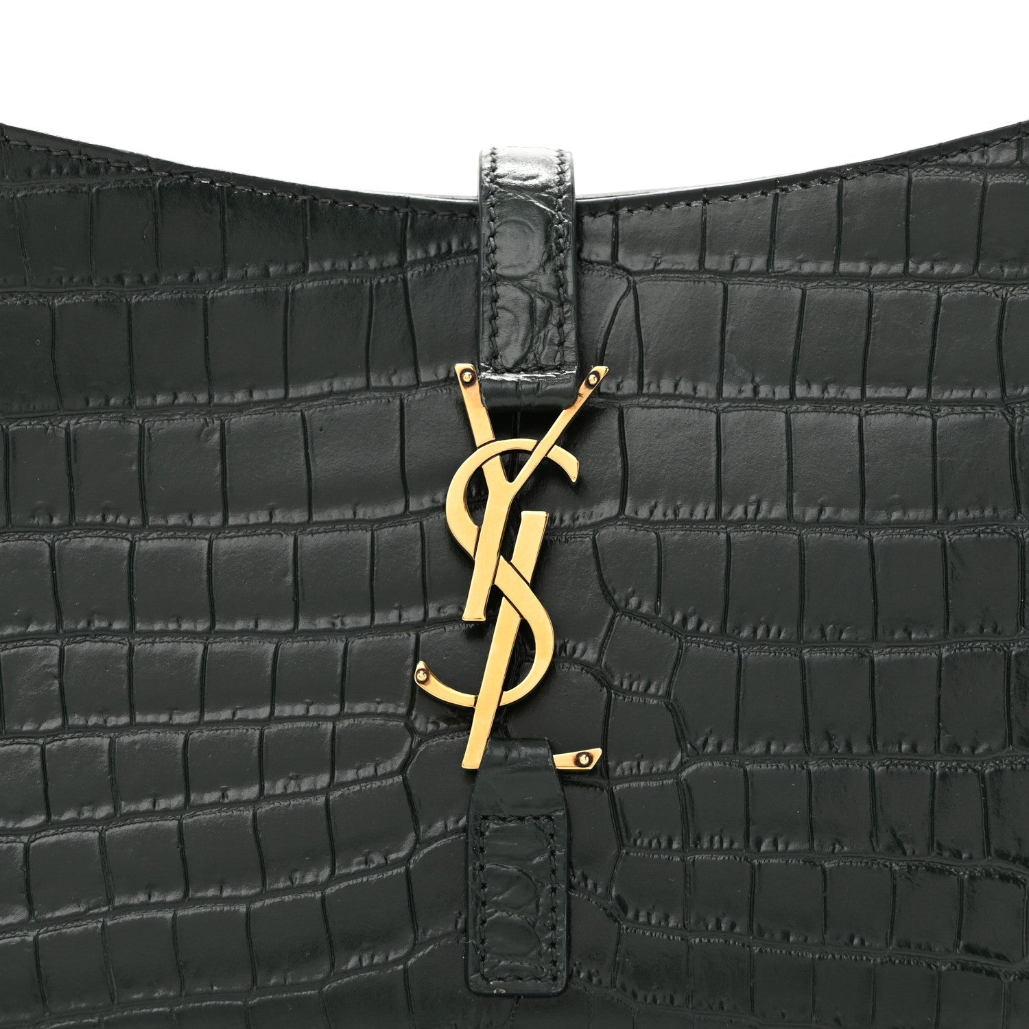 Calfskin Crocodile Embossed LE 5 A 7 Hobo Vert Fonce