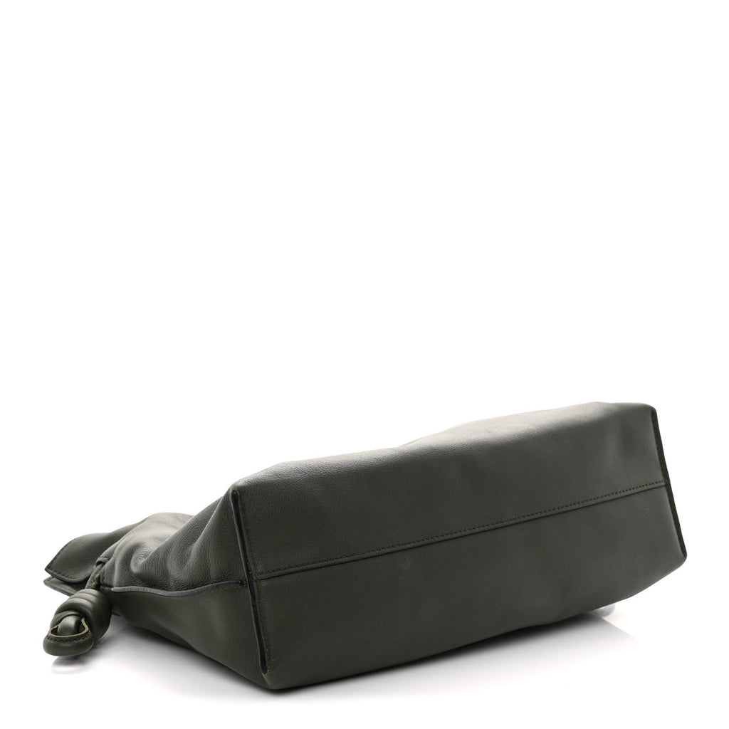 Calfskin Flamenco Knot Clutch Vintage Khaki