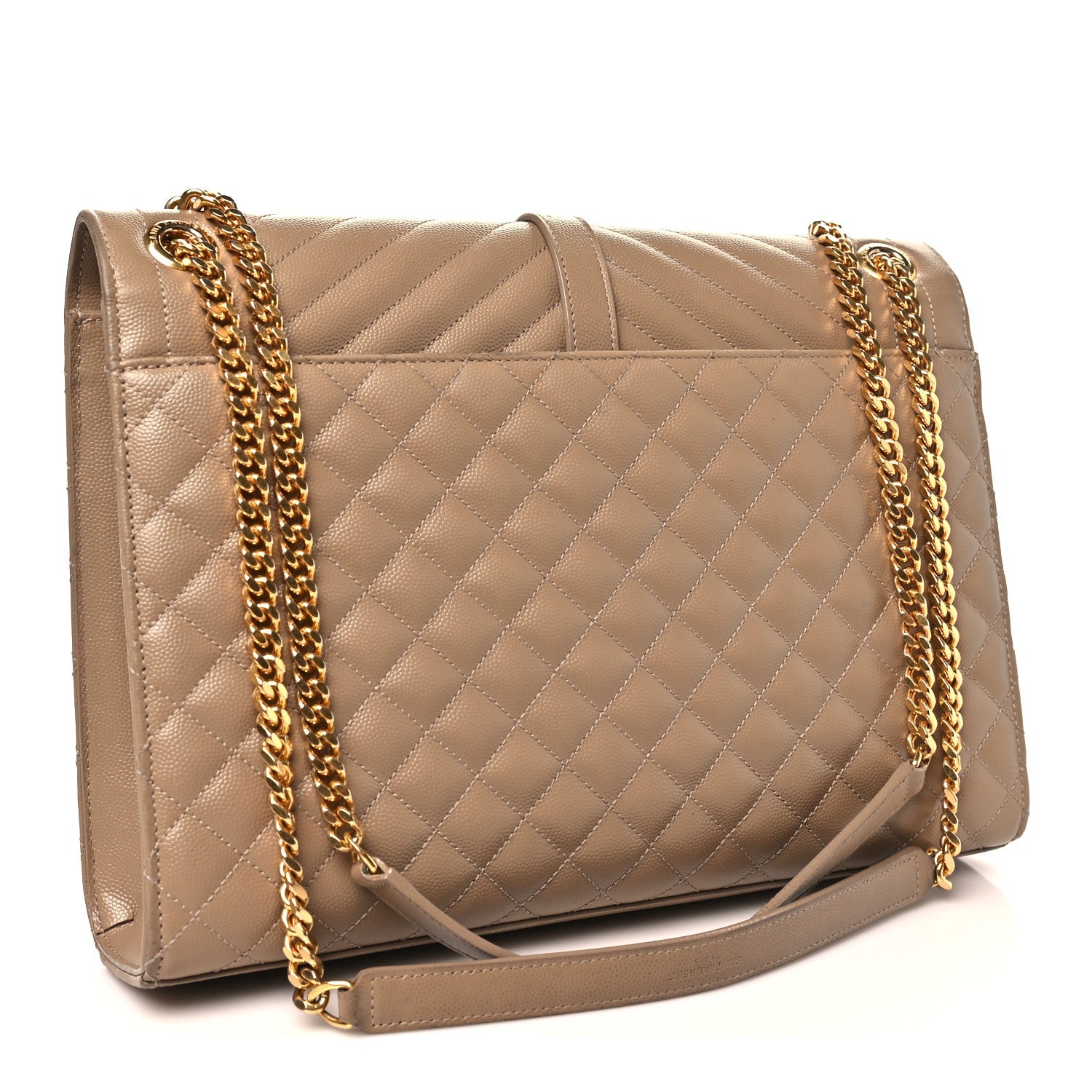 Grain De Poudre Mixed Matelasse Large Triquilt Monogram Satchel Dark Beige