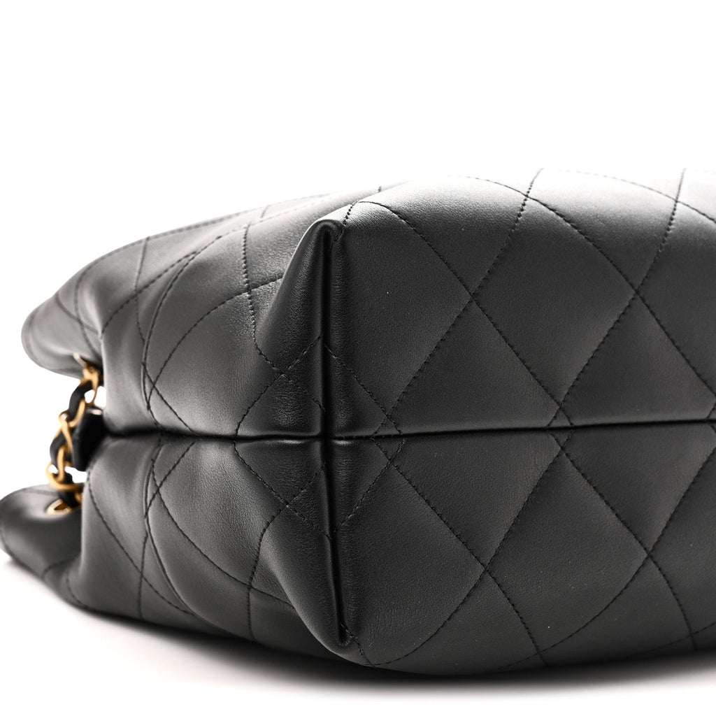 Calfskin Quilted Small Coco Base Shopping Bag Black