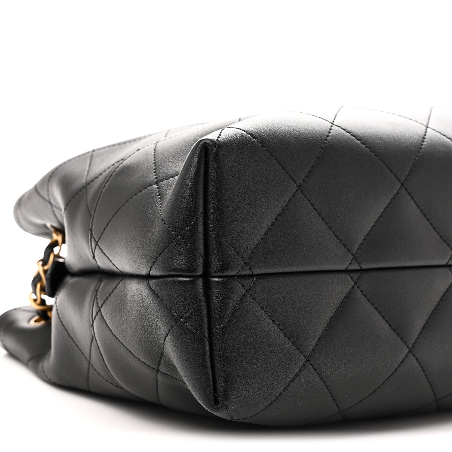 Calfskin Quilted Small Coco Base Shopping Bag Black
