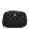 Caviar Quilted Small Curvy Pouch Cosmetic Case Black