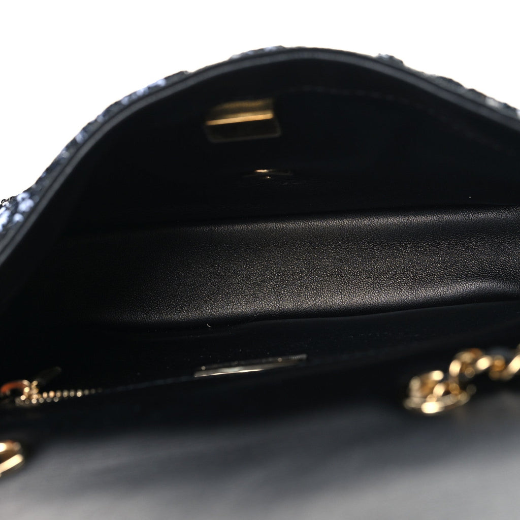Sequin Quilted Small Single Flap Black