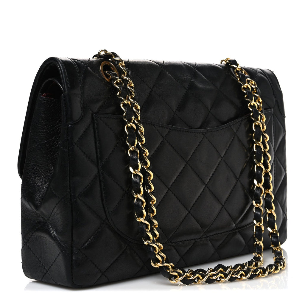 Lambskin Medium Double Flap Black