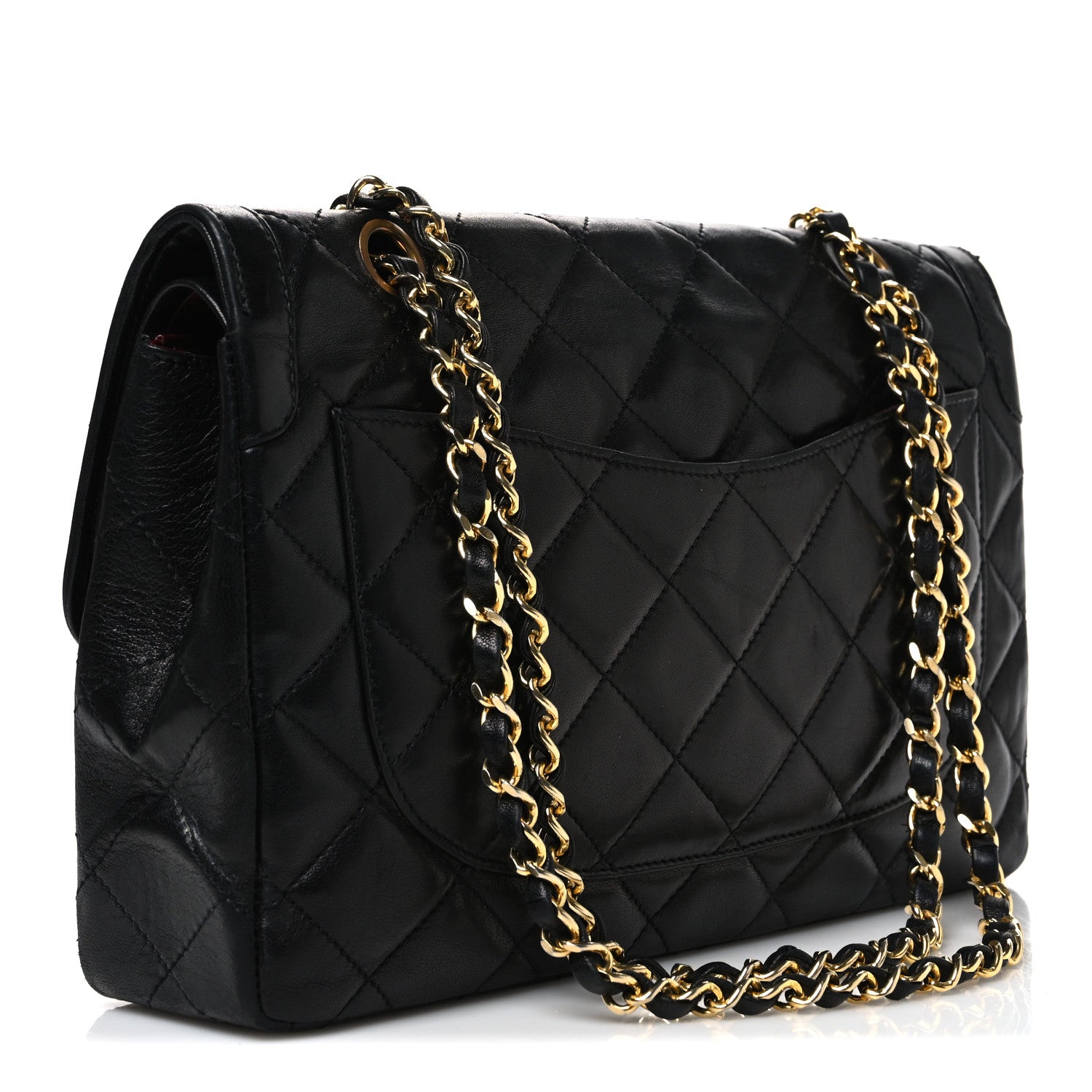 Lambskin Medium Double Flap Black