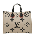 LOUIS VUITTON Onthego GM Crafty Monogram Giant Empreinte Tote Bag Creme