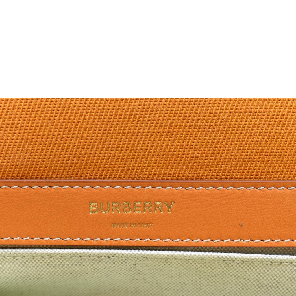 BURBERRY Horseferry Print Lola Canvas Leather Shoulder Bag Orange