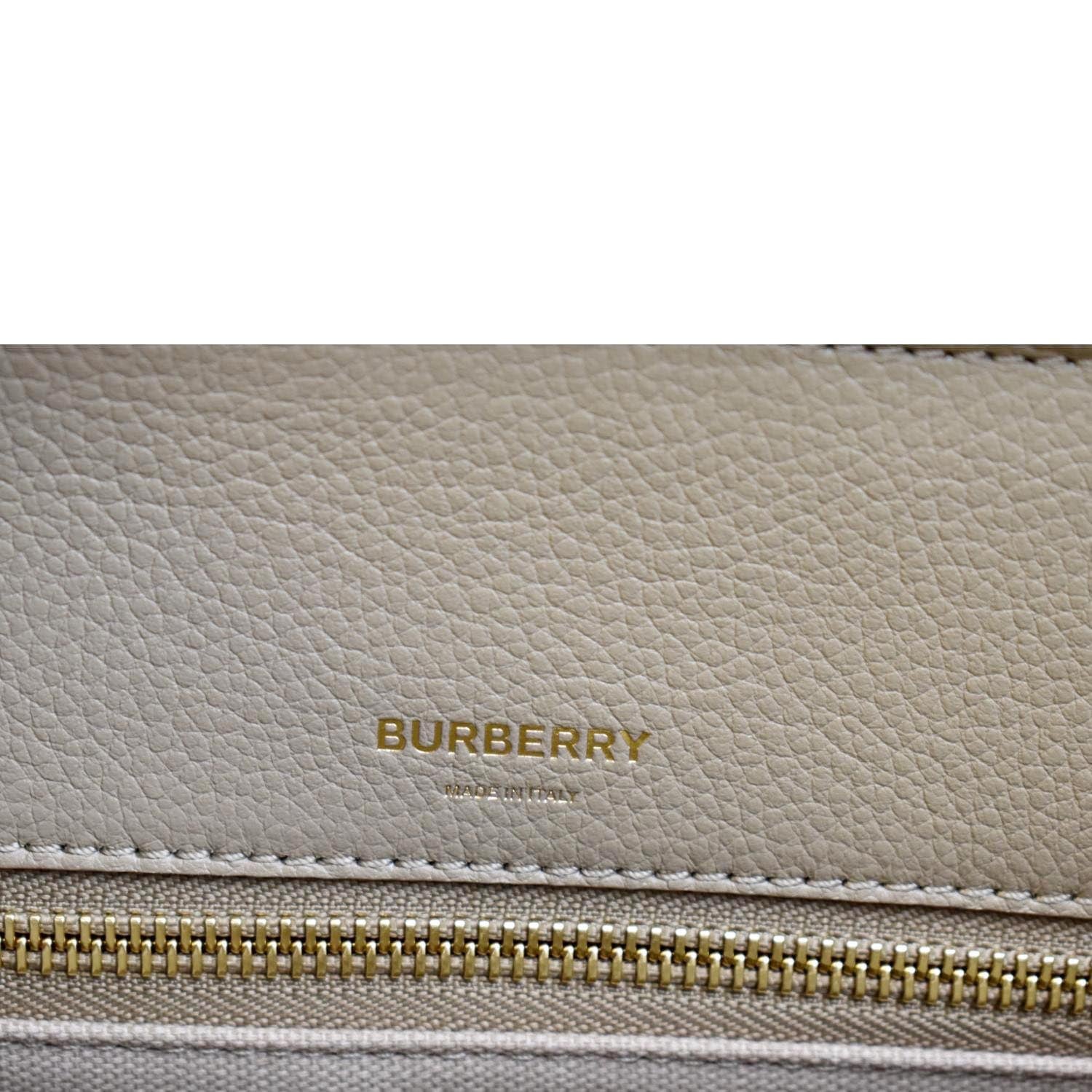 BURBERRY Small Title Leather Tote Bag Beige