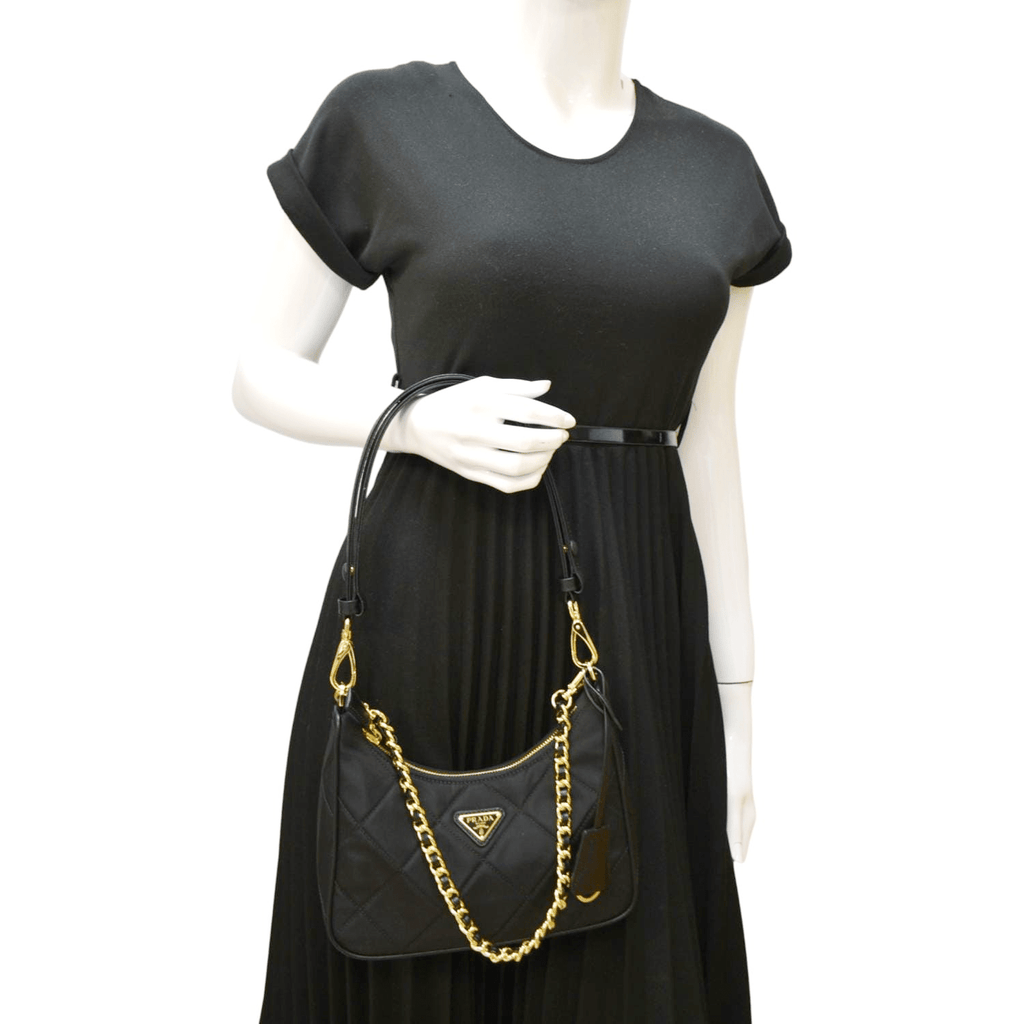 PRADA Re-Edition 1995 Re-Nylon Chain Shoulder Bag Black