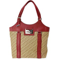 CHRISTIAN DIOR Street Chic Trotter Monogram Canvas Tote Bag Brown