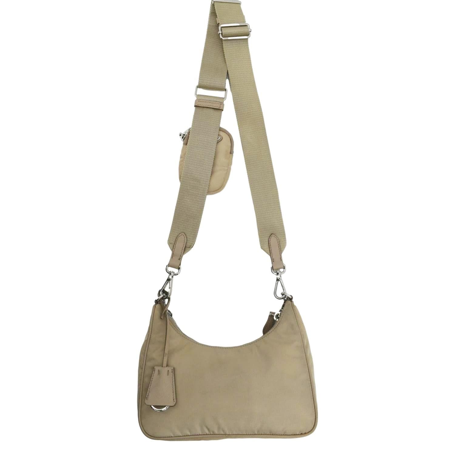 PRADA Re-Edition 2005 Re-Nylon Shoulder Bag Beige