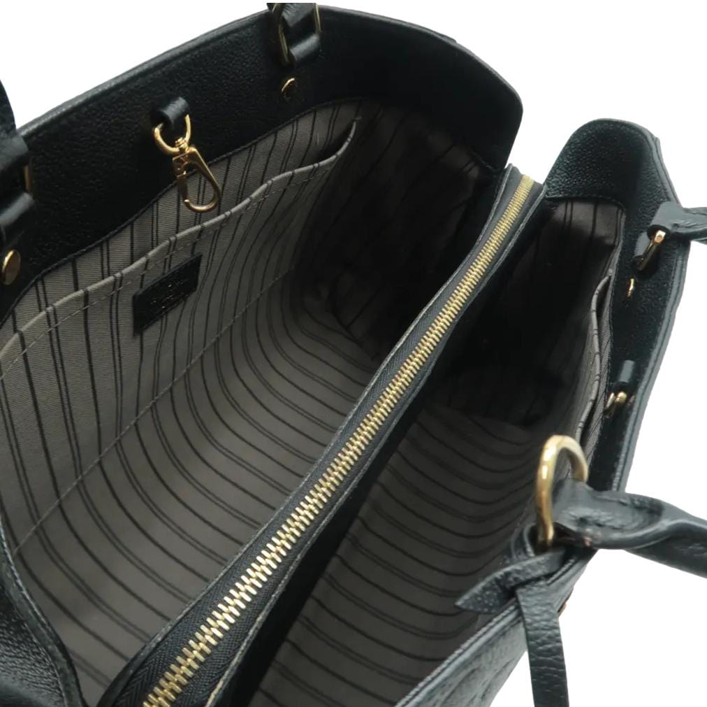 LOUIS VUITTON Montaigne GM Empreinte Leather Shoulder Bag Black