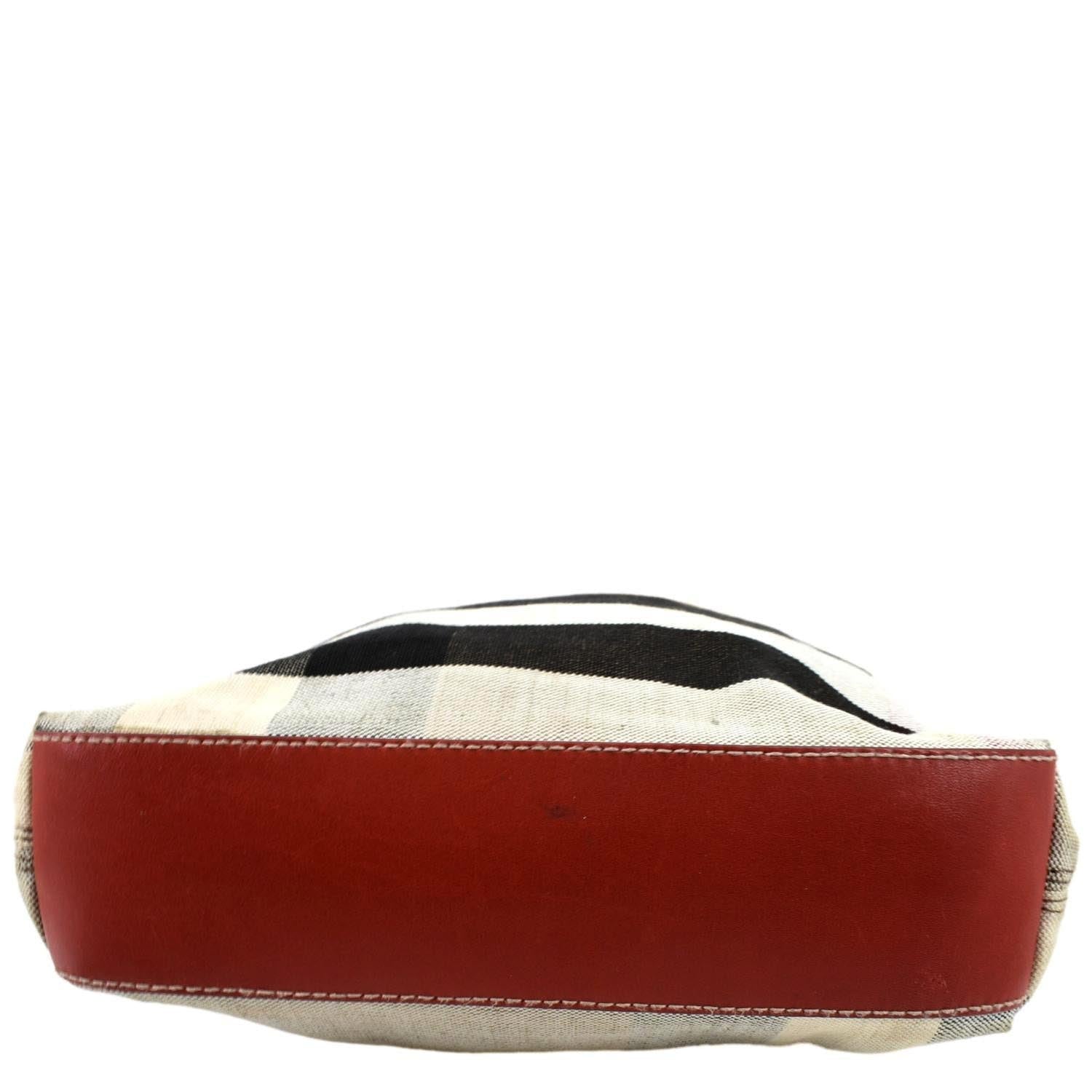 BURBERRY Susanna Medium Check Canvas Bucket Shoulder Bag Brown