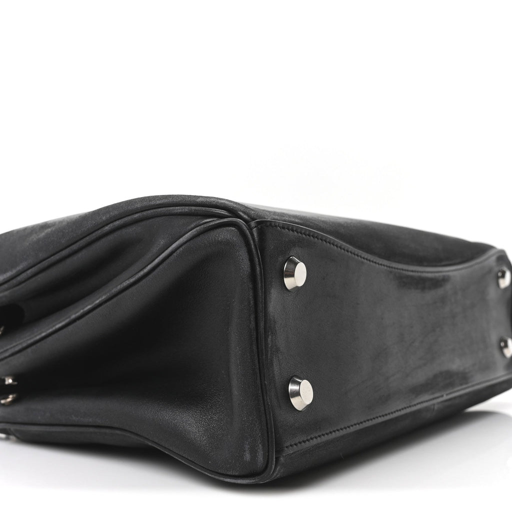Natural Smooth Calfskin Medium Rodeo Top Handle Handbag Black