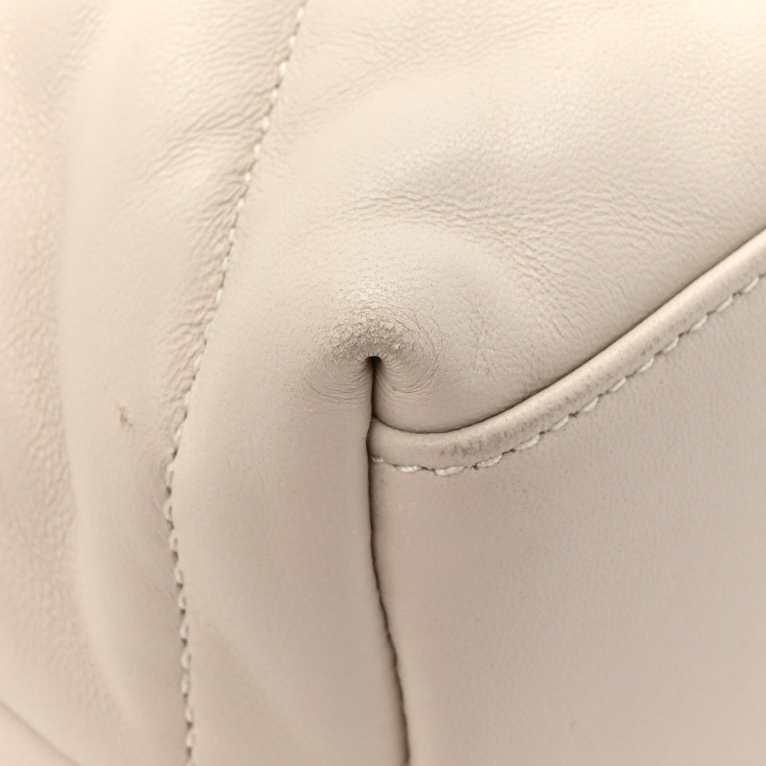 Lambskin Quilted Small Loulou Puffer Monogram Chain Satchel Crema Soft