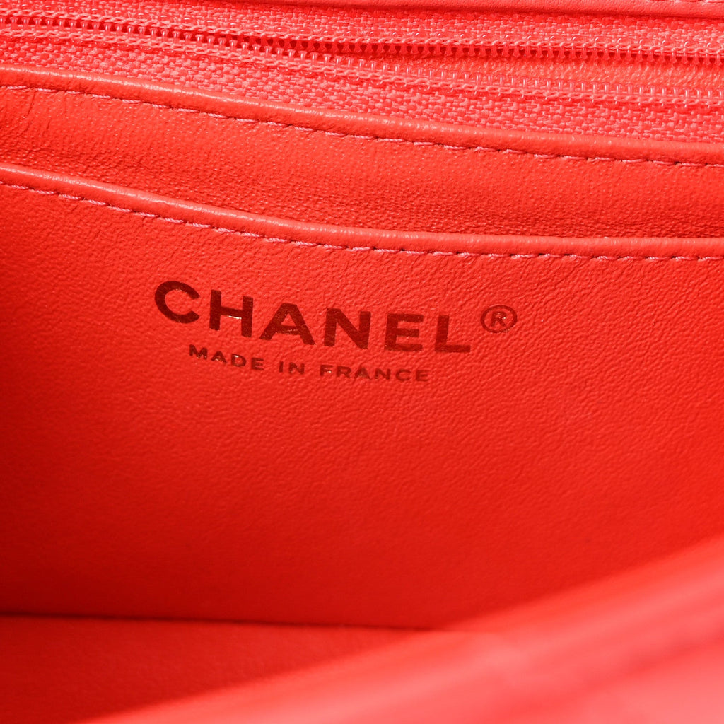 Lambskin Quilted Mini Rectangular Flap Red