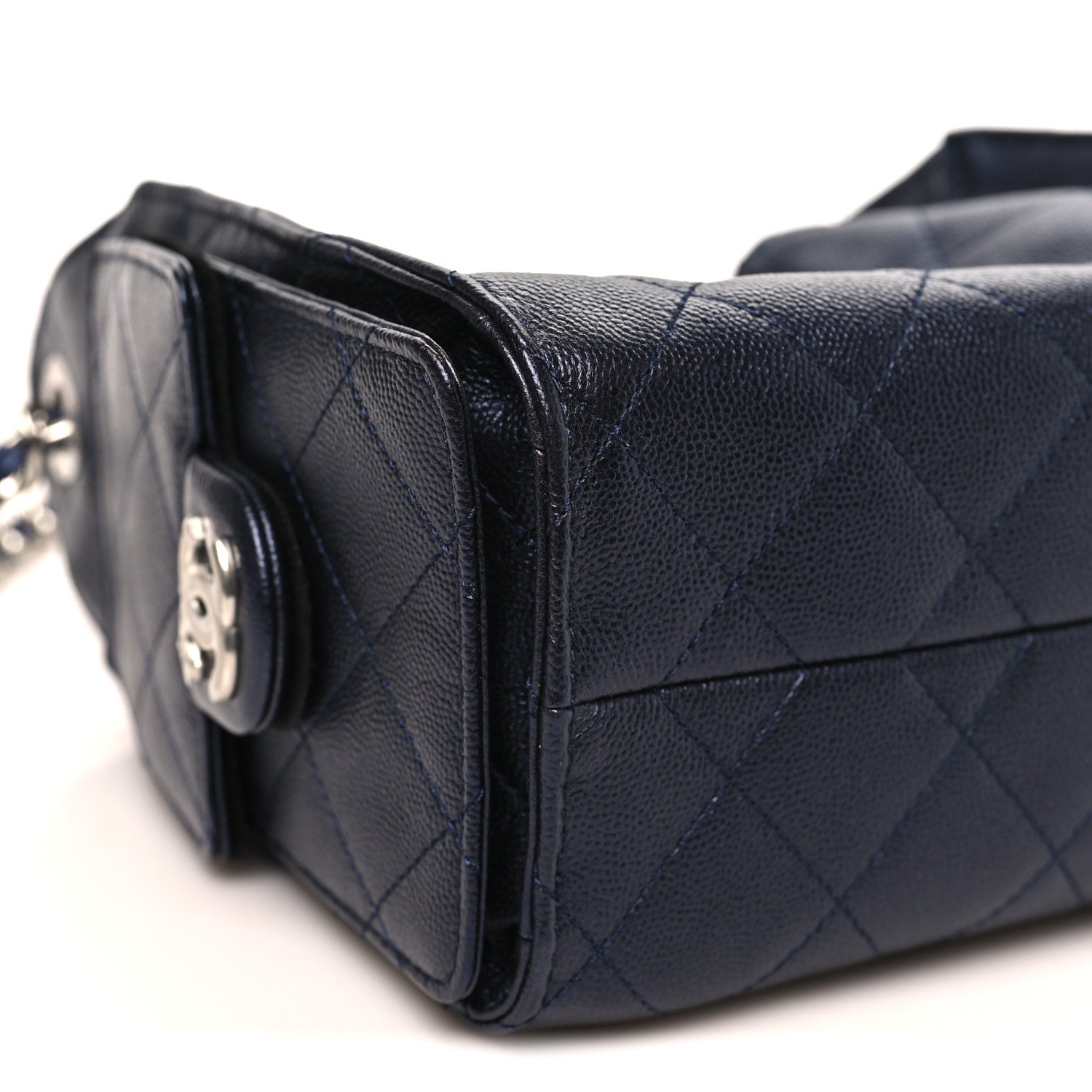 Metallic Caviar Quilted Mini Chanel 25 Handbag Dark Blue