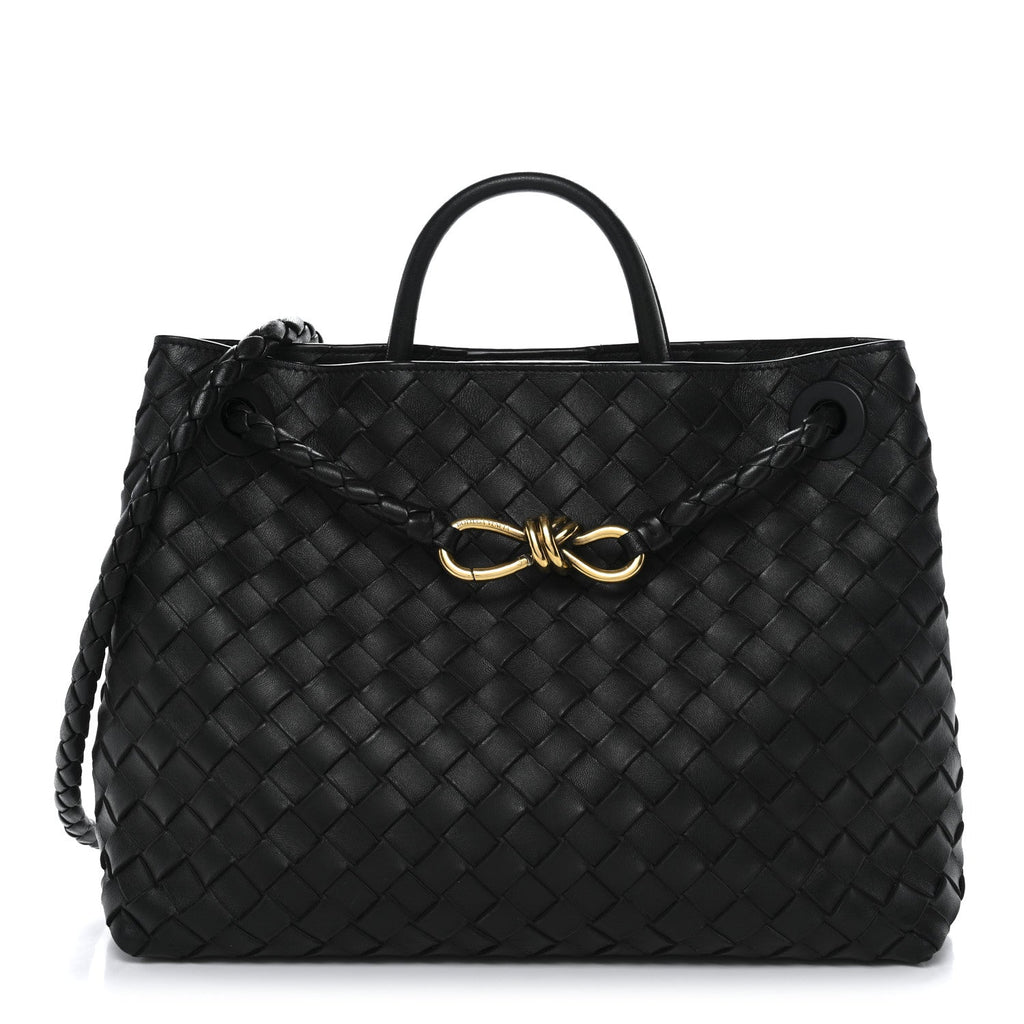 Nappa Intrecciato Medium Andiamo Shoulder Bag Black