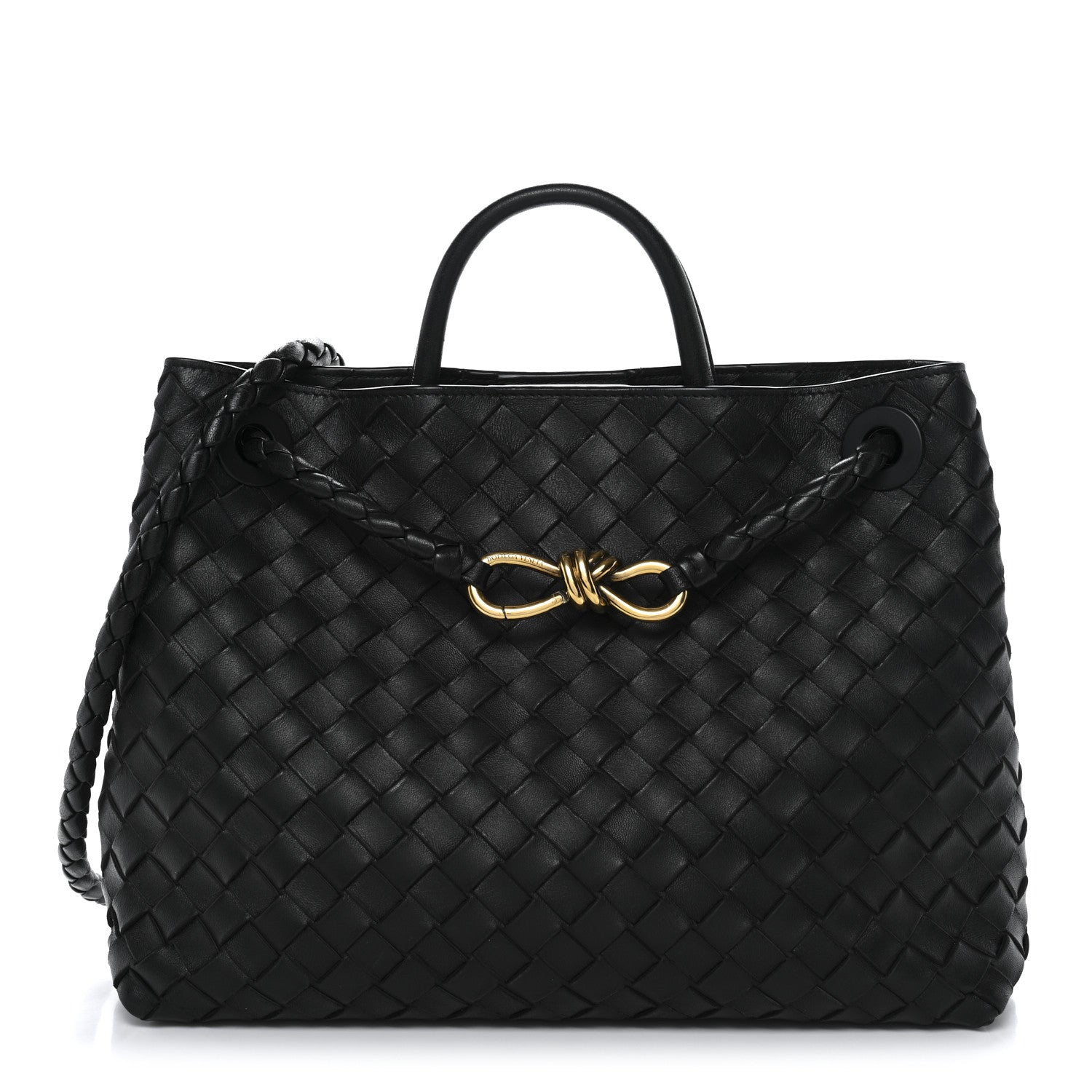 Nappa Intrecciato Medium Andiamo Shoulder Bag Black