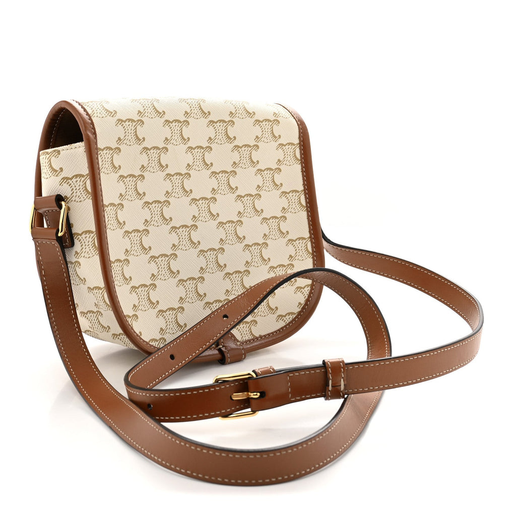 Triomphe Canvas Medium Folco Bag White