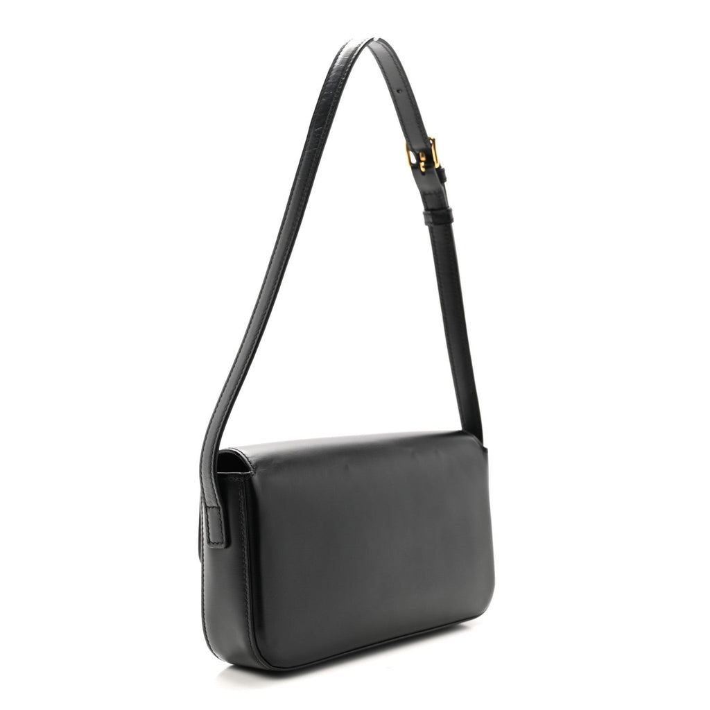 Shiny Calfskin Triomphe Shoulder Bag Black