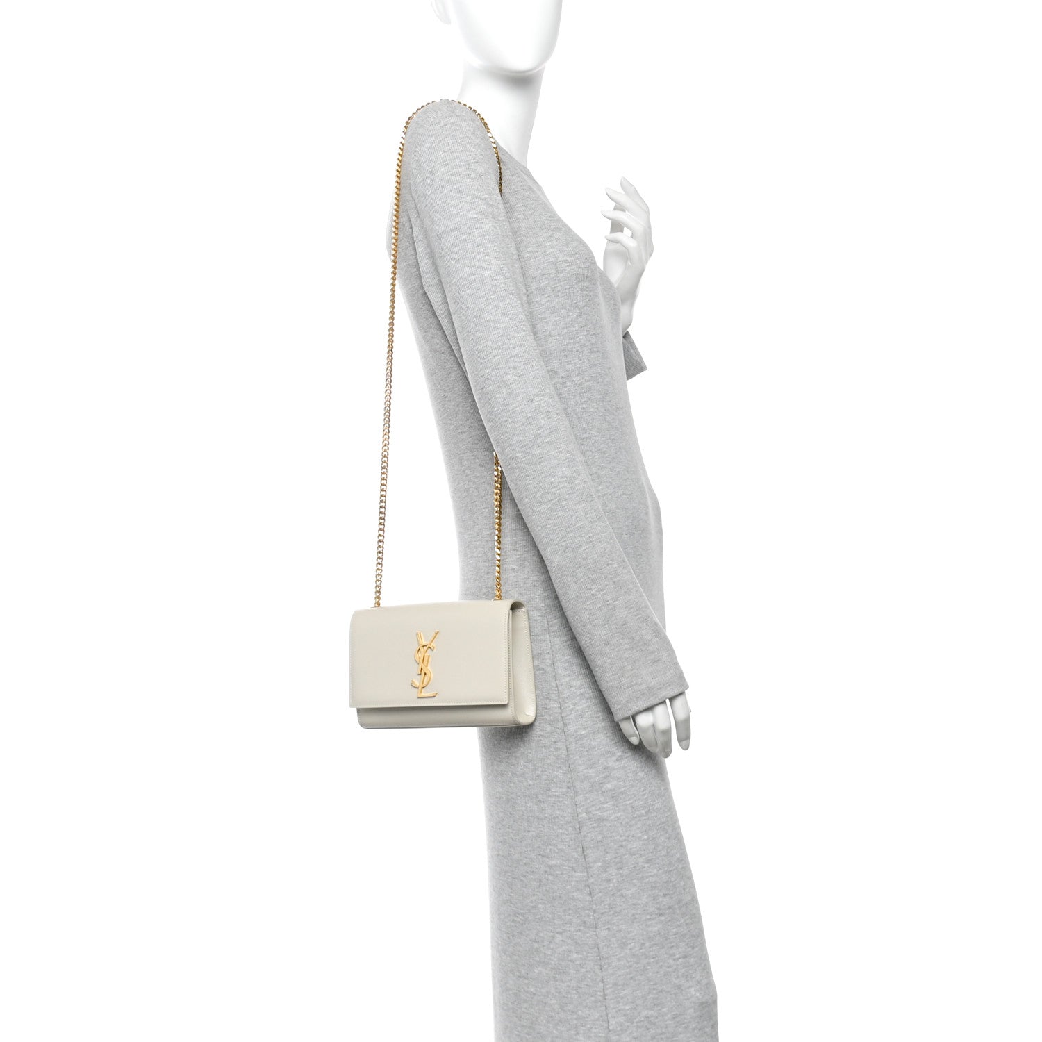 Grain De Poudre Small Monogram Kate Satchel Crema Soft