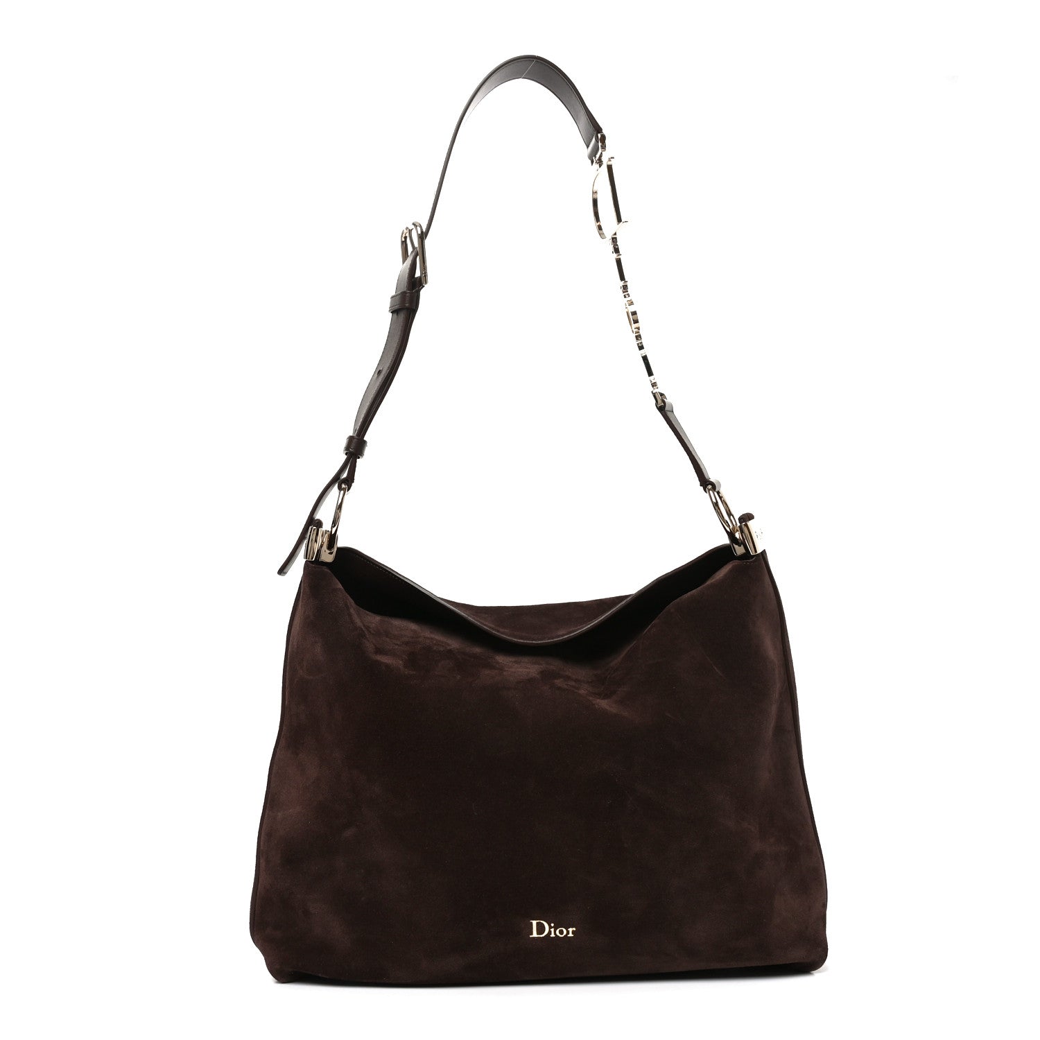 Grained Calfskin Medium Medaillon Bucket Bag Khaki Chocolate