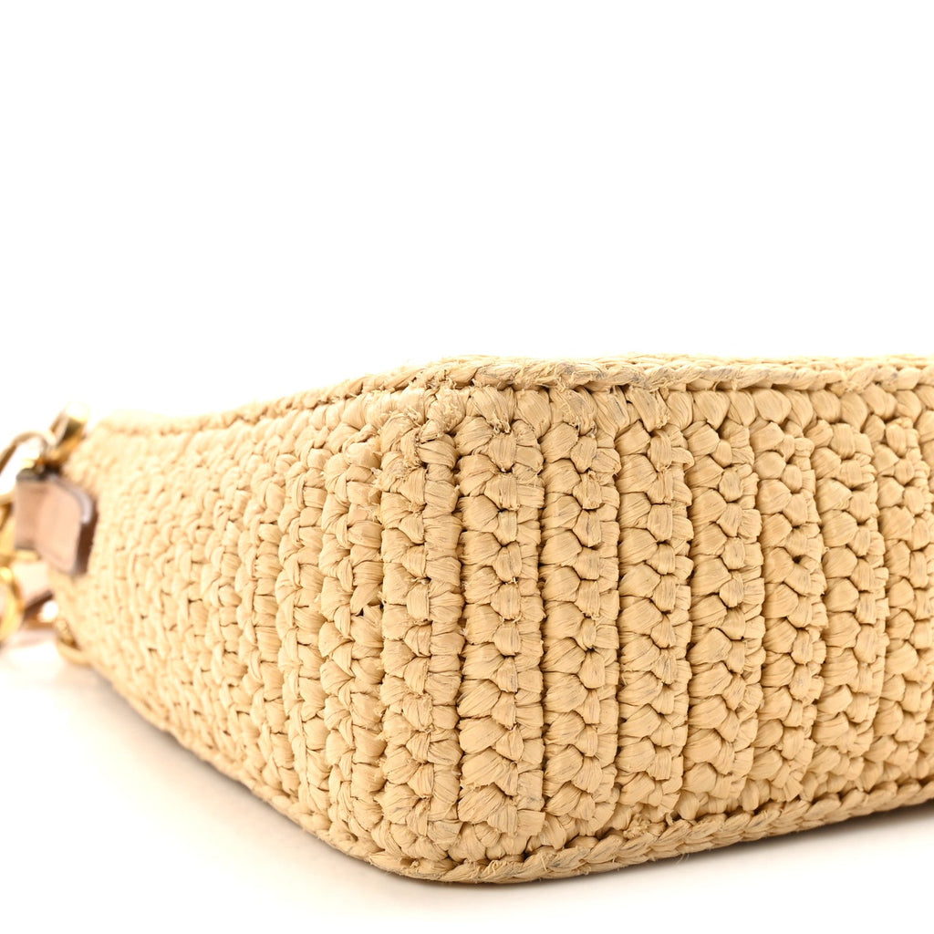 Yarn Raffia Effect Crochet Mini Re-Edition 2000 Shoulder Bag Naturale
